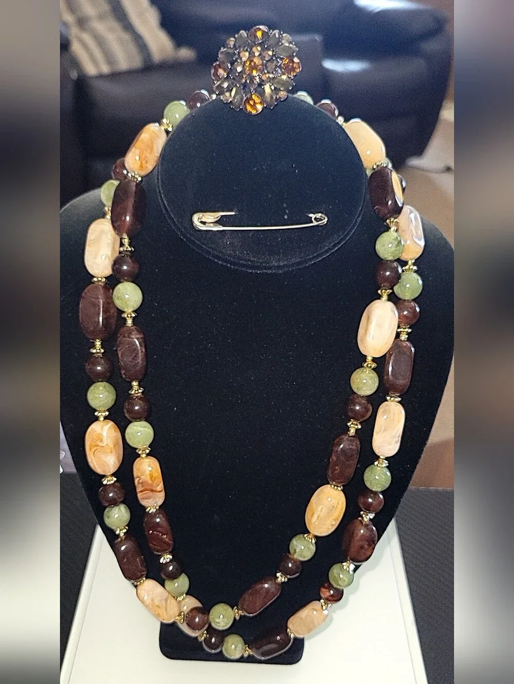 Boho Earth-Tone Double Strand Beaded Necklace 24